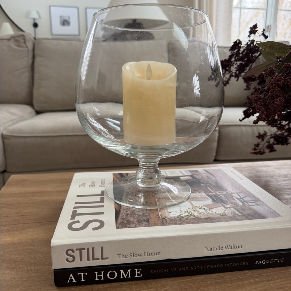 Nancy Meyers Style Hurricane Glass Candle Holder